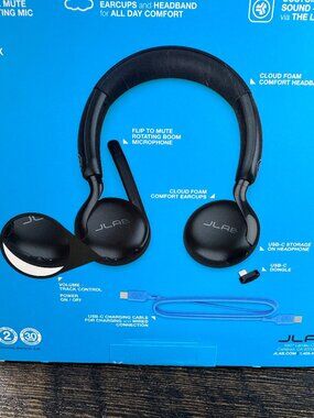 JLab Go Work Wireless On-Ear Headset with Noise-Cancelling Mic